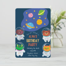 Animal Astronauts Birthday Invitation