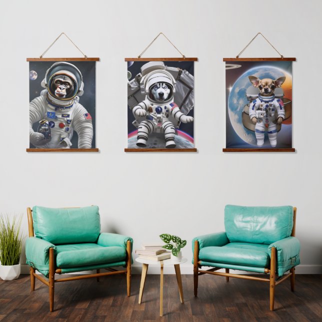 Animal Astronauts Hanging Tapestry (Living Room)