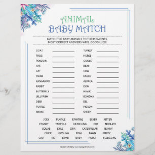 Animal Baby Match [Blue Floral Theme] Custom Letterhead
