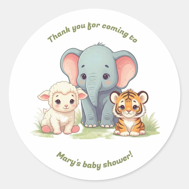 Animal Baby Shower Sticker (Front)