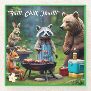 "Animal BBQ Squad" Glass Coaster