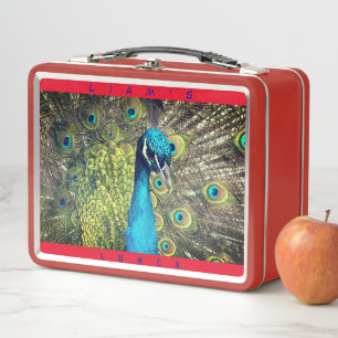 Animal Bird Peafowl  (Personalise Name)  Metal Lunch Box
