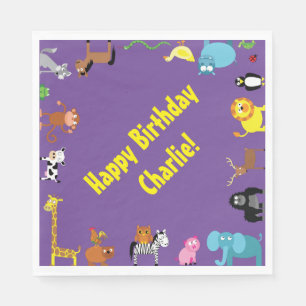 Animal Birthday Party Napkins Zoo Theme
