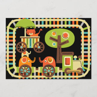 Animal Birthday Train Birthday Invitations