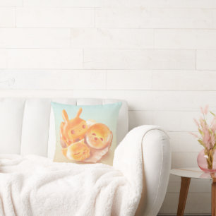 Animal Bread Basket: Smiling Bichon, Bunny & Cat Cushion