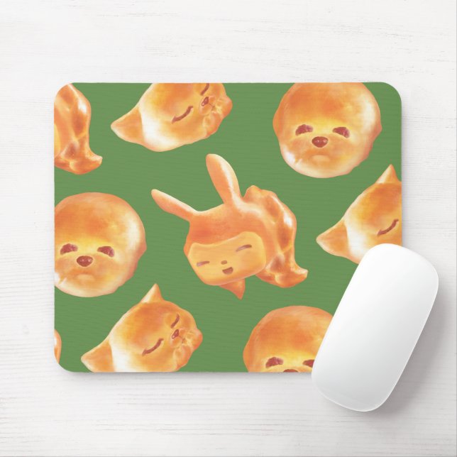 Animal Bread Basket: Smiling Bichon, Bunny & Cat Mouse Pad (With Mouse)