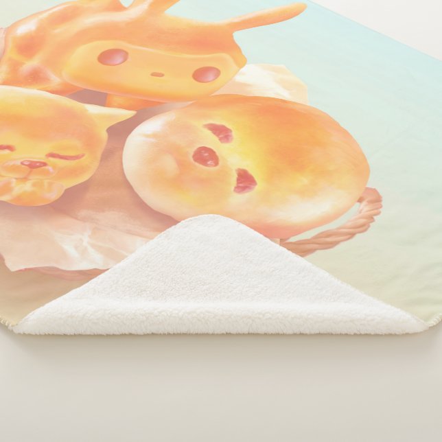 Animal Bread Basket: Smiling Bichon, Bunny & Cat Sherpa Blanket (3/4)