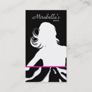 Animal Business Card Zebra Hair Salon Black Pink