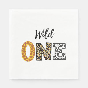 Animal Calligraphy white wild one  Napkin