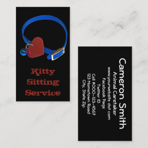 Animal Care Busines Blue Collar Red Heart  Business Card