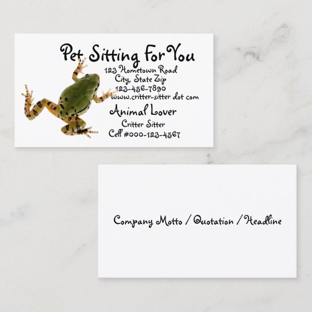 Animal Care Business Climbing Frog Photograph Card (Front/Back)