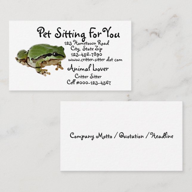 Animal Care Business Frog Close-Up Photograph Card (Front/Back)