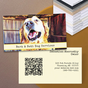 Animal Care Custom Photo Golden Retriever QR Code Business Card
