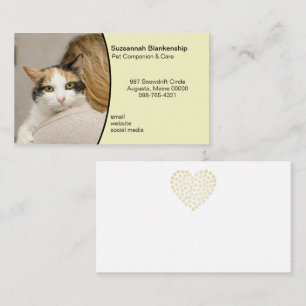 Animal Care Custom Photo Pastel Yellow Background Business Card