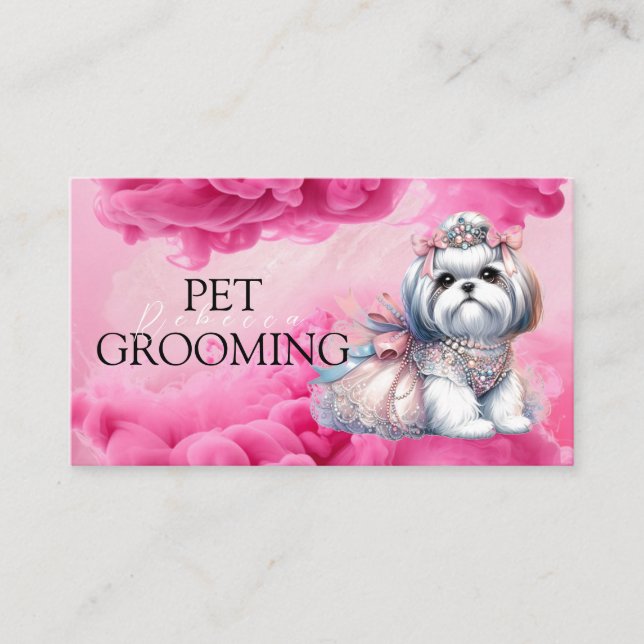 Animal Care Pet Grooming Spa Salon Puppy Business Card (Front)