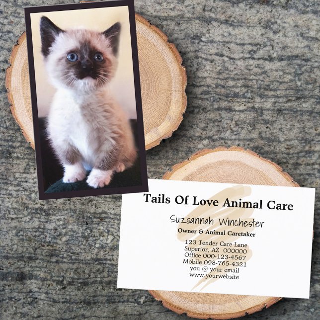 Animal Care Professional Placeholder Photo Business Card (Creator Uploaded)