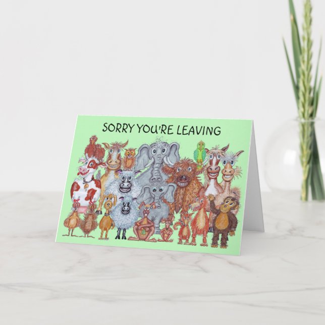 Animal Caricature Leaving Card (Front)