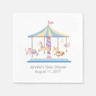 Animal Carousel Baby Shower Paper Napkins