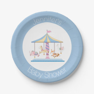 Animal Carousel Baby Shower Plate