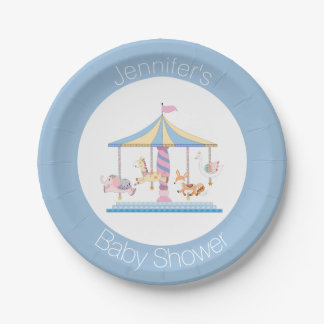 Animal Carousel Baby Shower Plate