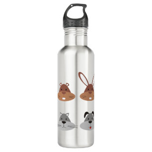 Animal Cartoon Cat Dog Gopher Heads Rabbit 710 Ml Water Bottle
