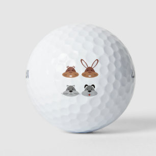 Animal Cartoon Cat Dog Gopher Heads Rabbit Golf Balls