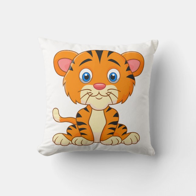 Animal cartoon illustration cute tiger cushion (Front)