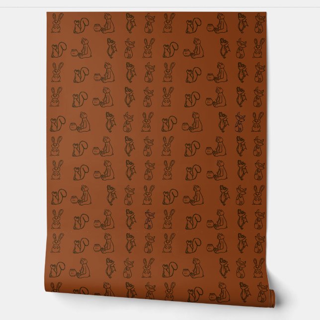Animal Characters Outline Wallpaper (Unrolling)