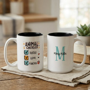 Animal Checklist Monogram Two-Tone Coffee Mug