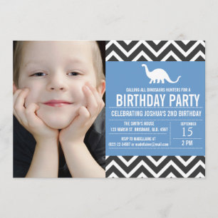 Animal Chevron Photo Birthday Invitation