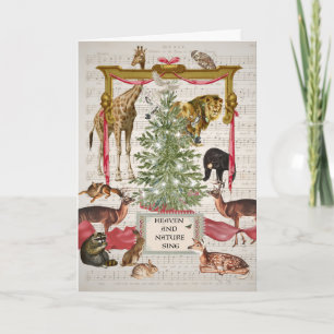 Animal Choir with Christmas Tree Greeting Card