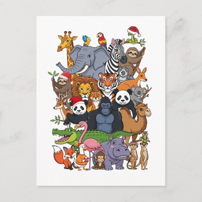 Animal Christmas Postcard (Front)