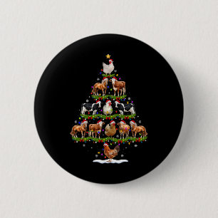 Animal Christmas Tree Lights Chicken Cow Goat Farm 6 Cm Round Badge
