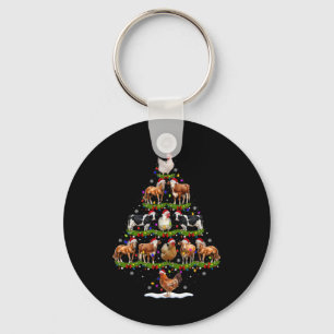 Animal Christmas Tree Lights Chicken Cow Goat Farm Key Ring