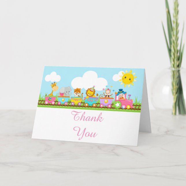 Animal Circus Train Kids Thank You Card (Front)