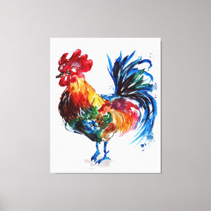 Animal Colourful Chicken Art Design Animal Love Canvas Print