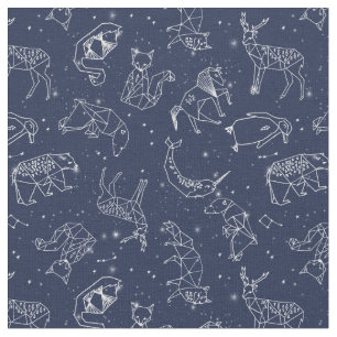 Animal Constellations Pattern Navy Blue Fabric
