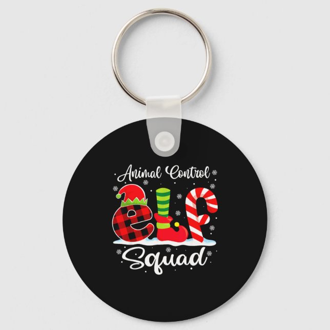 Animal Control Elf Squad Christmas Officer Matchin Key Ring (Front)