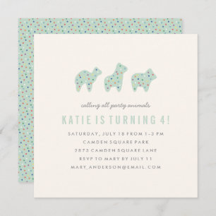 Animal Cookie Birthday Invitation - Mint
