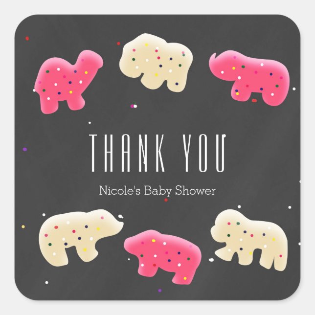 Animal Cookies Baby Shower Party Favour Stickers (Front)