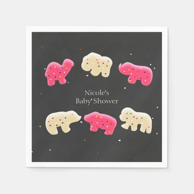 Animal Cookies Sprinkles 1st Birthday Party Napkin (Front)