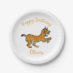 Animal - Cool Iberian LYNX  - Happy birthday - Paper Plate