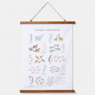 Animal Counting Numbers Kids Room Decor Hanging Tapestry