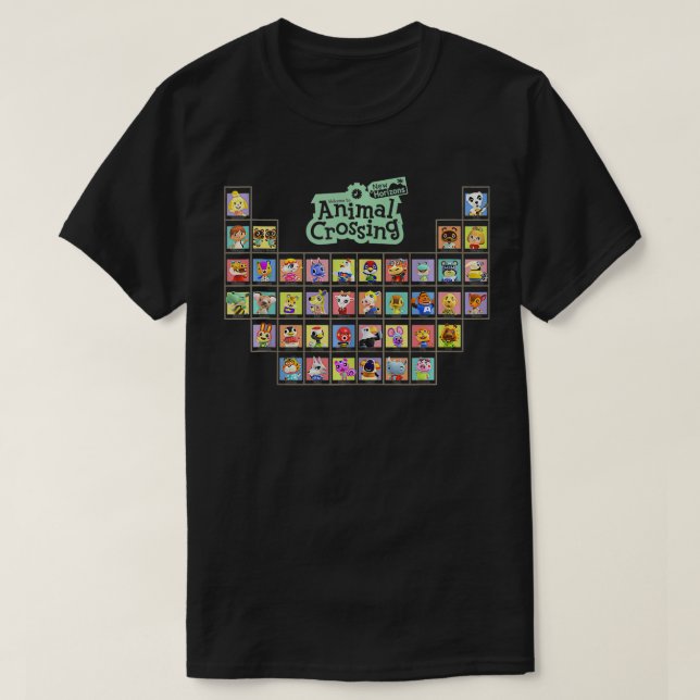Animal Crossing New Horizons Periodic Table Of Vil T-Shirt (Design Front)