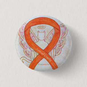 Animal Cruelty Orange Awareness Ribbon Angel Pin
