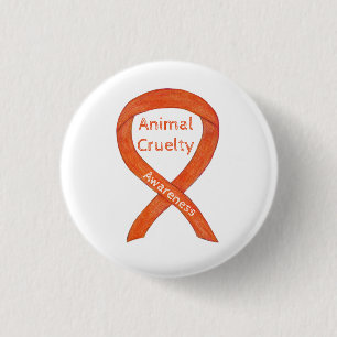 Animal Cruelty Orange Awareness Ribbon Custom Pin