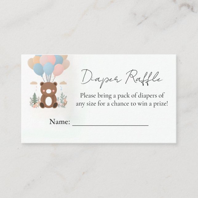 Animal Cub Boho We Can Bearly Wait Baby Shower Enclosure Card (Front)
