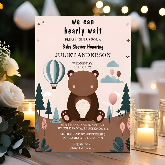 Animal Cub Boho We Can Bearly Wait Baby Shower Invitation (Creator Uploaded)