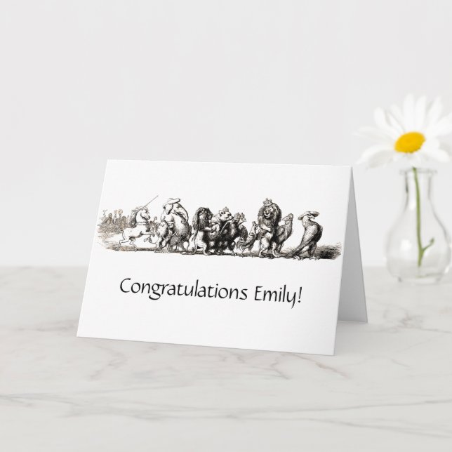 Animal Cute Art Unicorn Elephant Lion Zoo Card (Small Plant)