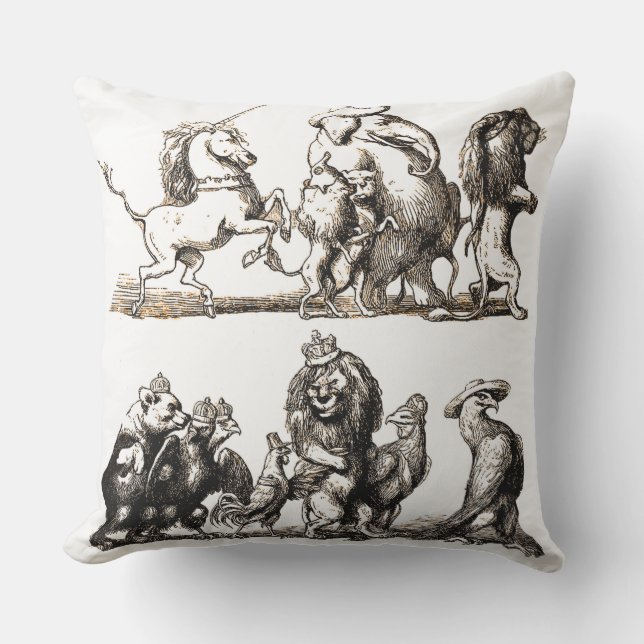 Animal Cute Art Unicorn Elephant Lion Zoo Cushion (Front)